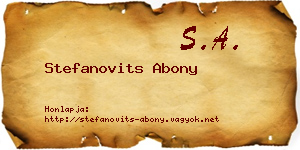 Stefanovits Abony névjegykártya